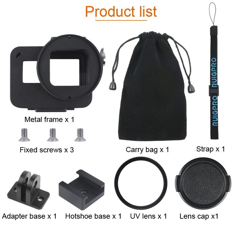 Aluminum Protective Cage with Insurance Frame and 52mm Uv Lens for Gopro Hero7 / 6 / 5 - Red