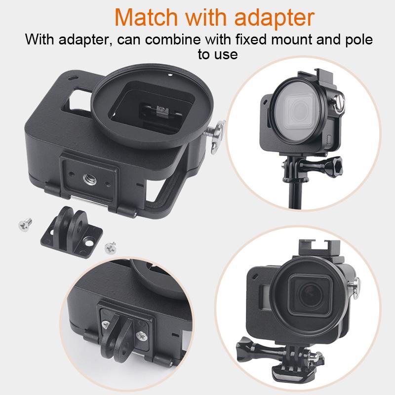 Aluminum Protective Cage with Insurance Frame and 52mm Uv Lens for Gopro Hero7 / 6 / 5 - Red