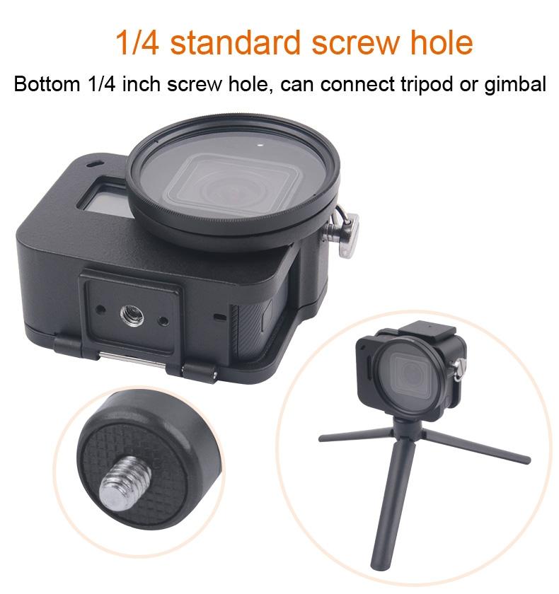 Aluminum Protective Cage with Insurance Frame and 52mm Uv Lens for Gopro Hero7 / 6 / 5 - Red