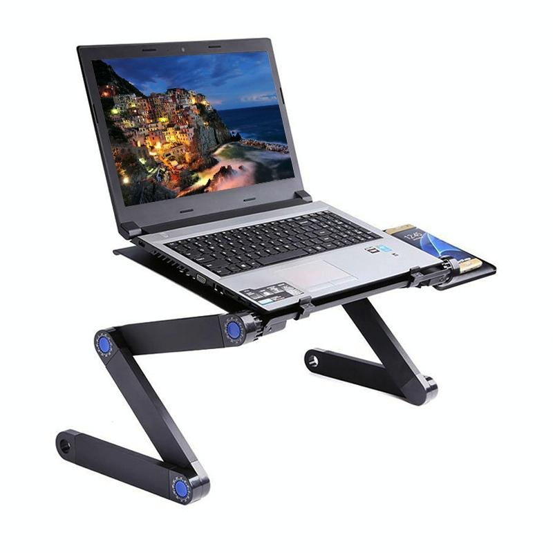 Foldable Laptop Stand with Dual Fans & Mouse Pad - 360 Degree Adjustable - Red