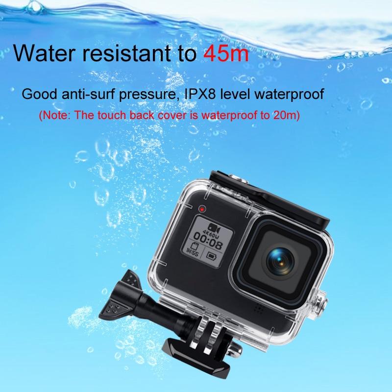 Waterproof Case for Gopro Hero8 with Touch Back Cover and Colour Lens Filter - 45m - Red