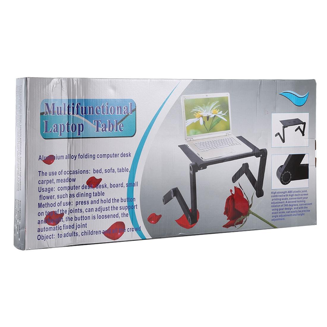 Adjustable Foldable Laptop Stand with Fans & Mouse Pad - Portable Aluminum - Red