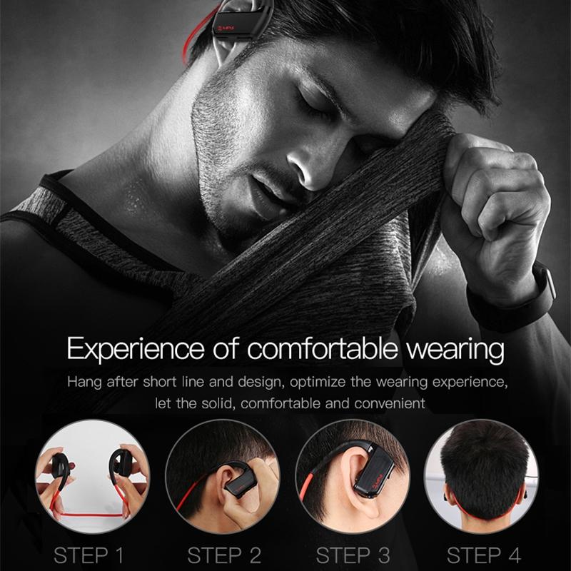 Wireless Sports Bluetooth Earphones - Binaural Hanging Type 5.0 - Red