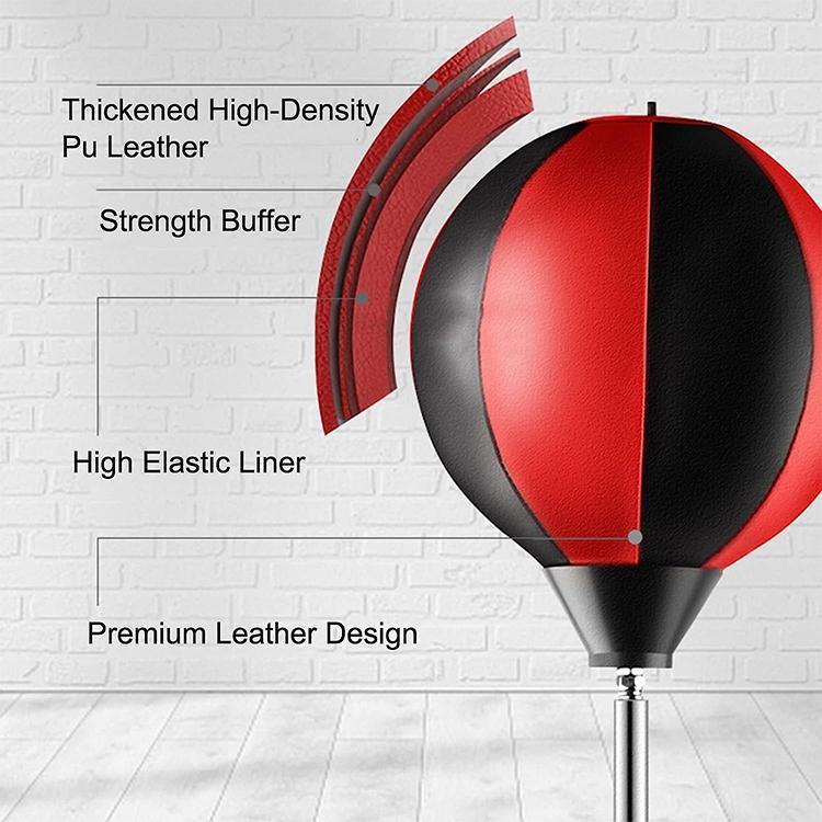 Adjustable Vertical Leather Speed Ball For Family Fitness - Black Red