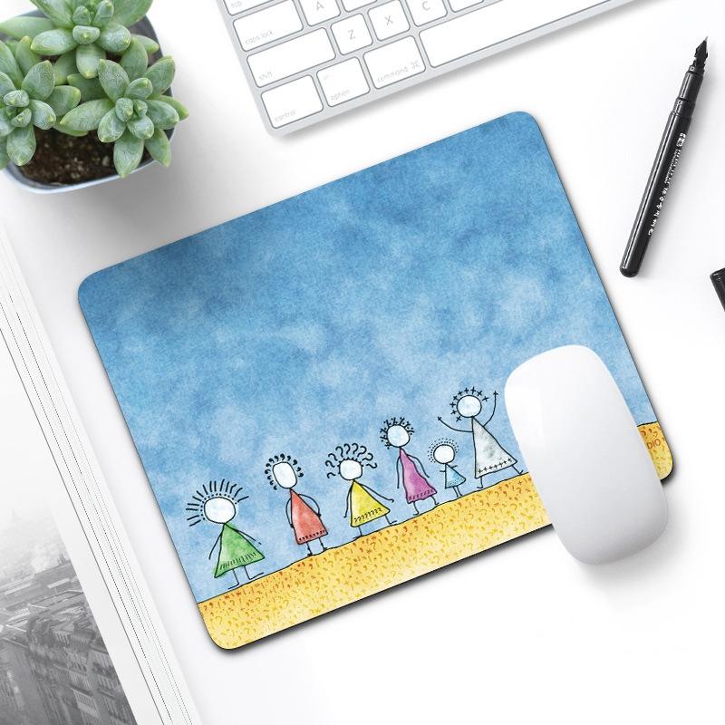 6 Piece Non Slip Mouse Pad Set 21 X 26Cm Thick Rubber Anti Skid Durable - Beach Family