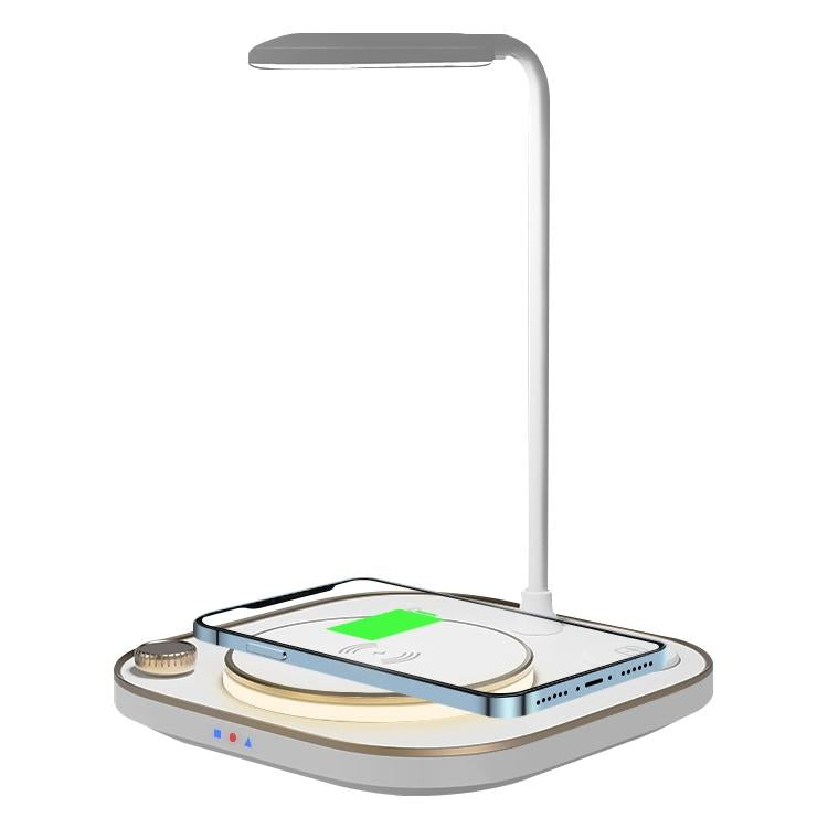 15W 3 In 1 Wireless Charger & Table Lamp - White