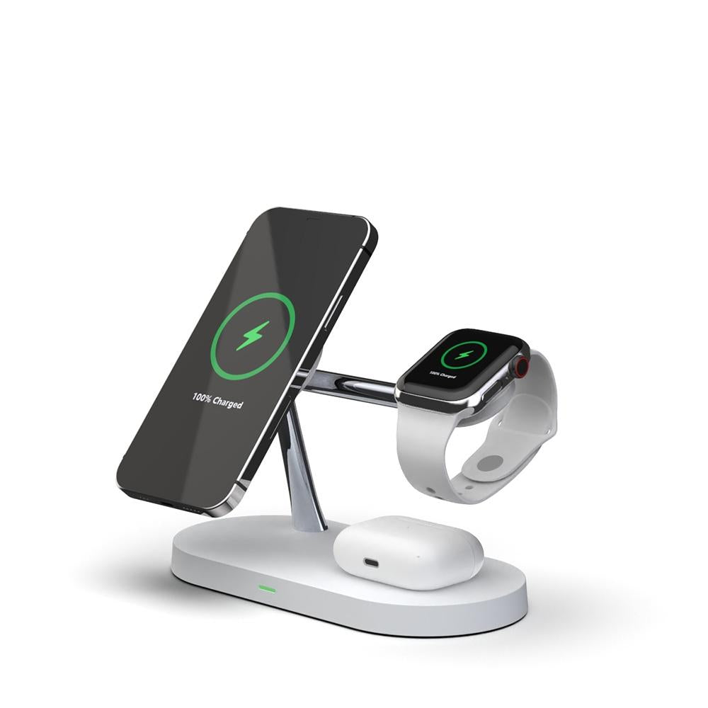 15W 5 In 1 Magnetic Wireless Charger For Iphone 12 & Apple Watch & Airpods - White