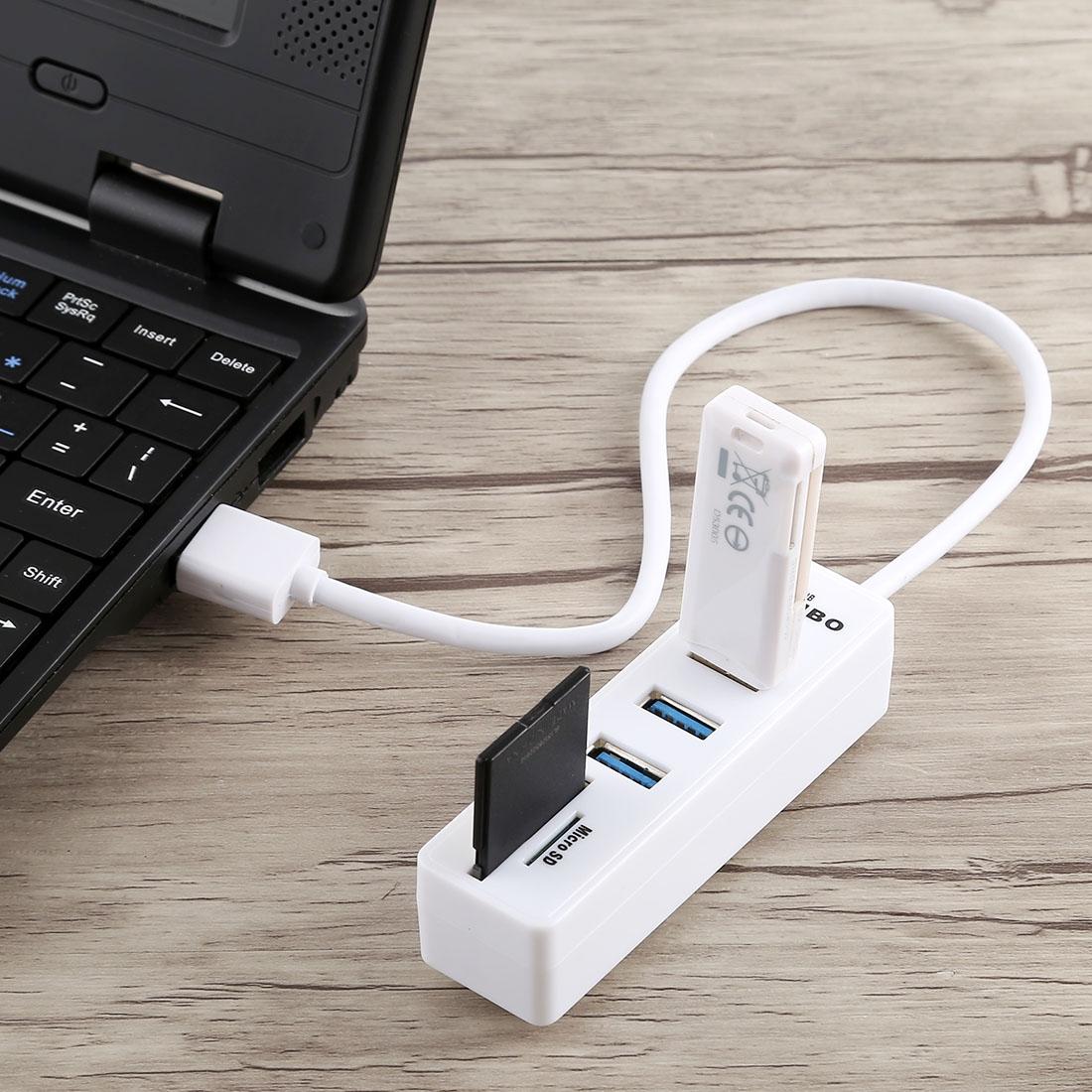 2-In-1 Usb 3.0 Hub Converter + 3X Usb Ports 26Cm Cable White