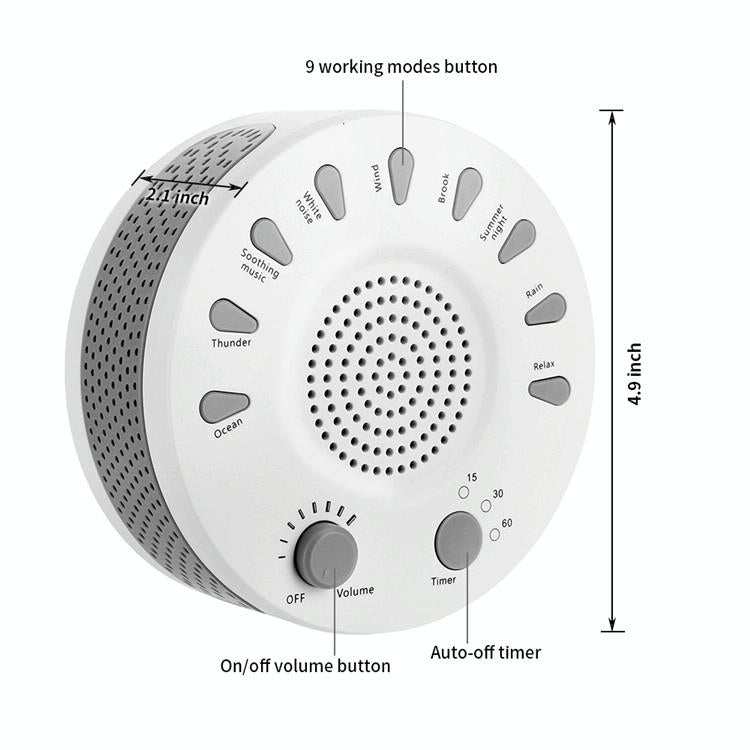 Sleep Sound Machine 9 Timed Music Options White