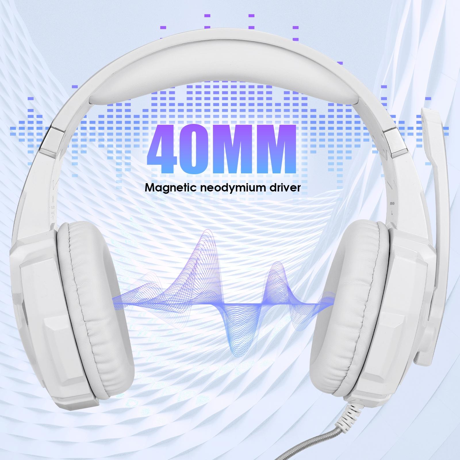 3.5Mm Gaming Headset With Mic & Led For Laptop / Phone - White