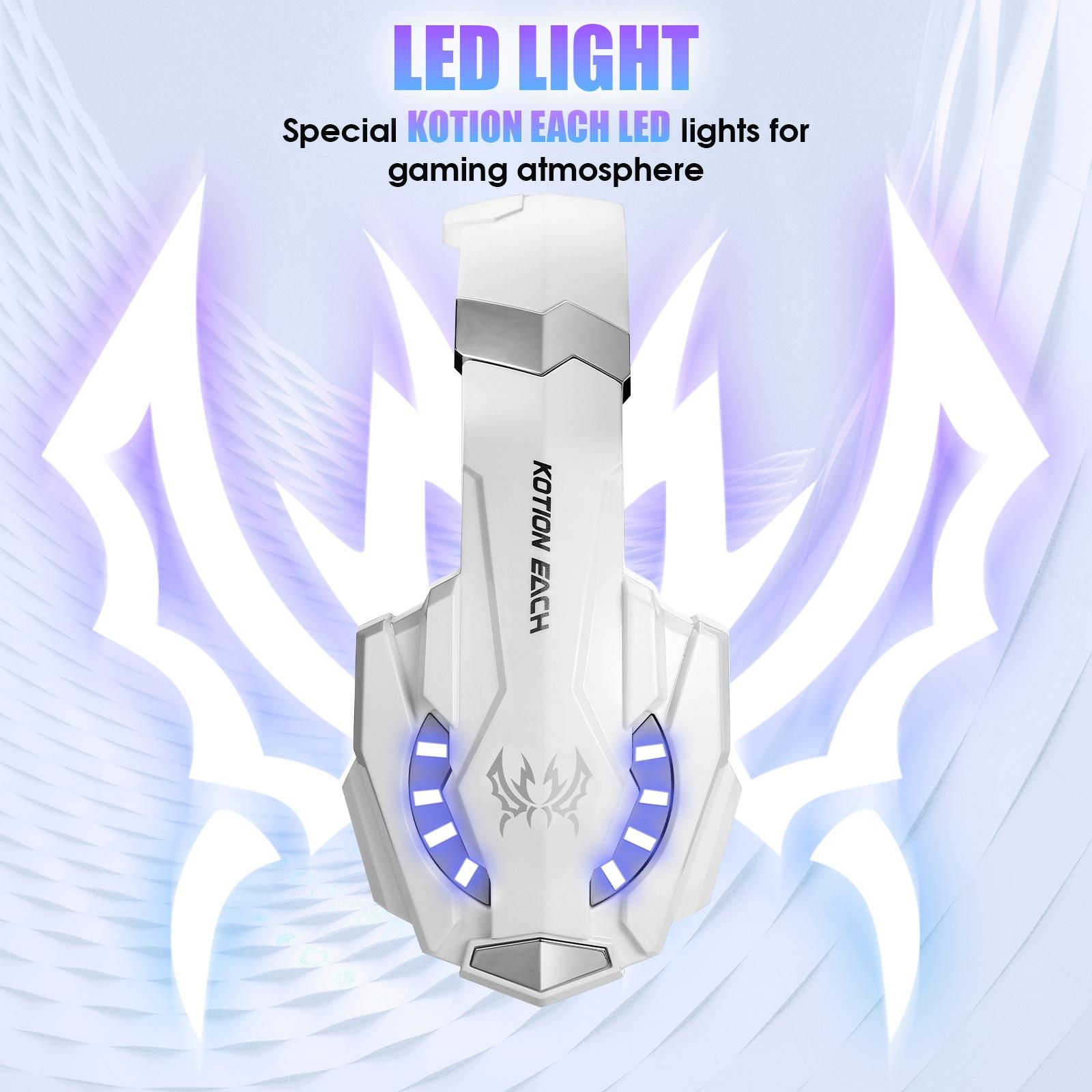 3.5Mm Gaming Headset With Mic & Led For Laptop / Phone - White