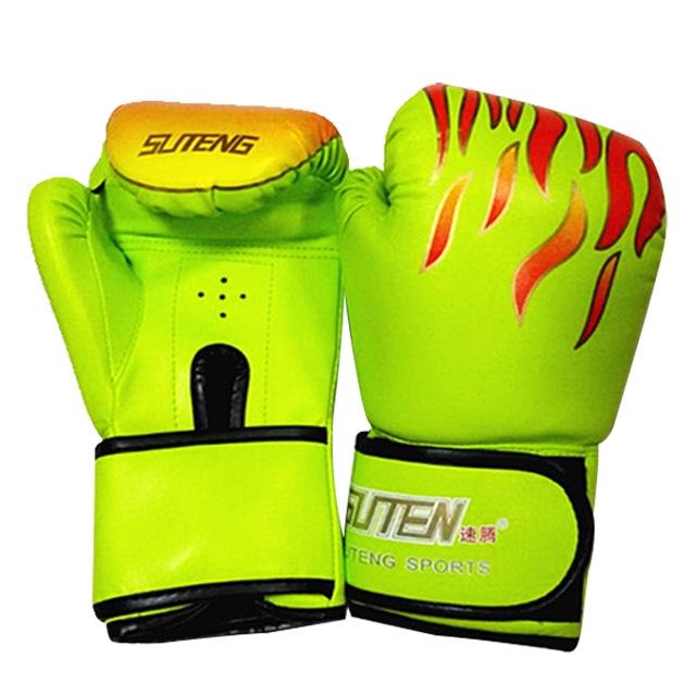 Adult Flame Pattern Pu Leather Boxing Gloves - Yellow