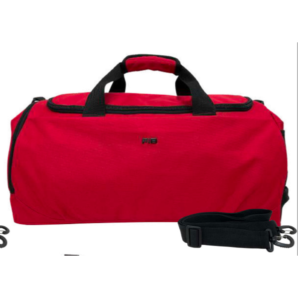 48 Litre FIB Sports Duffle Bag Duffel Gym Canvas Travel Foldable - Red