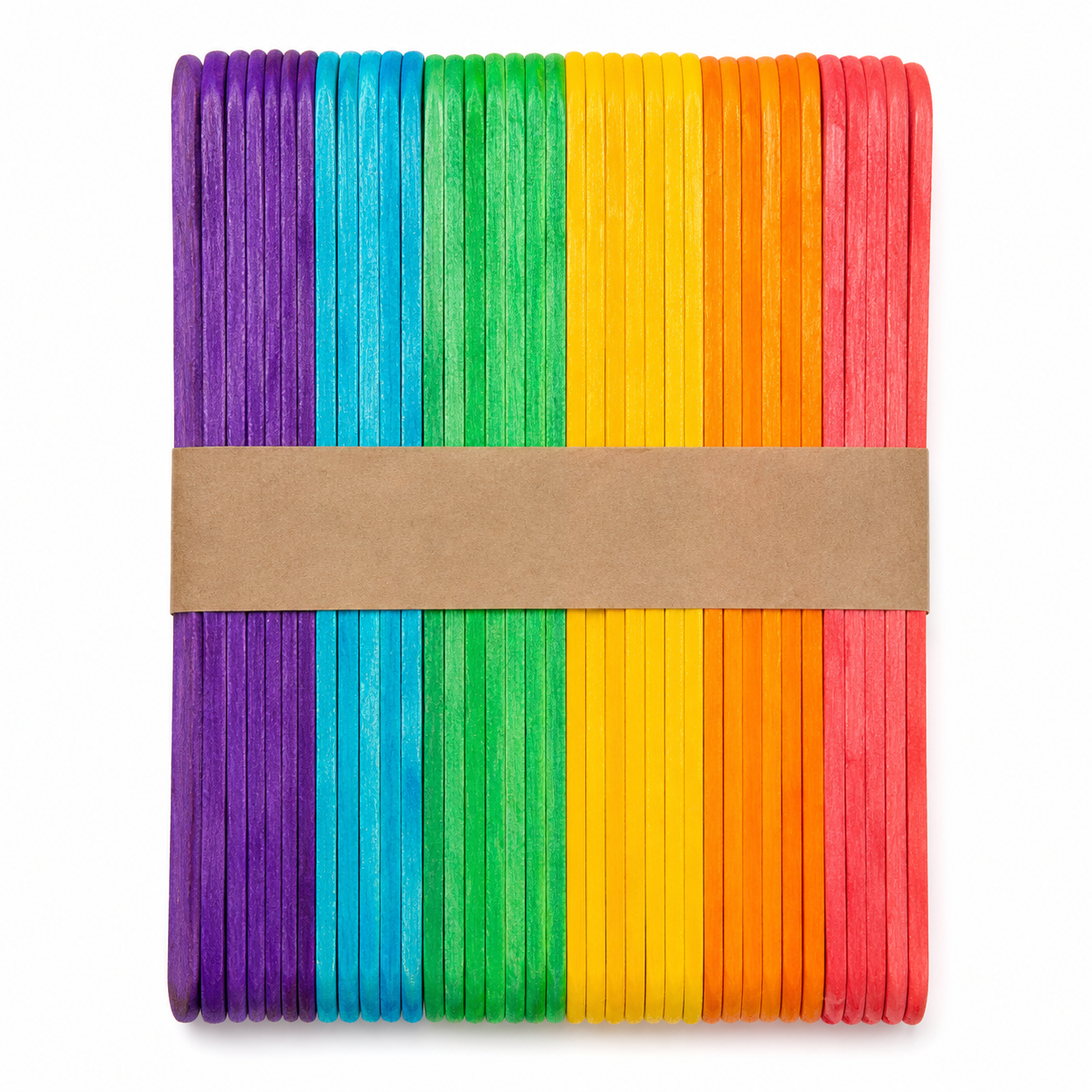 50x Coloured Wooden Craft Sticks 150mm for Arts, Crafts and School Projects