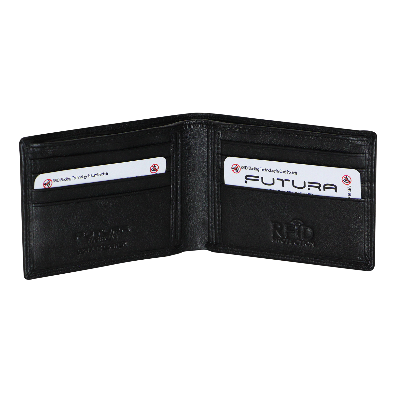 Futura Mens RFID Slim Genuine Leather Wallet - Black