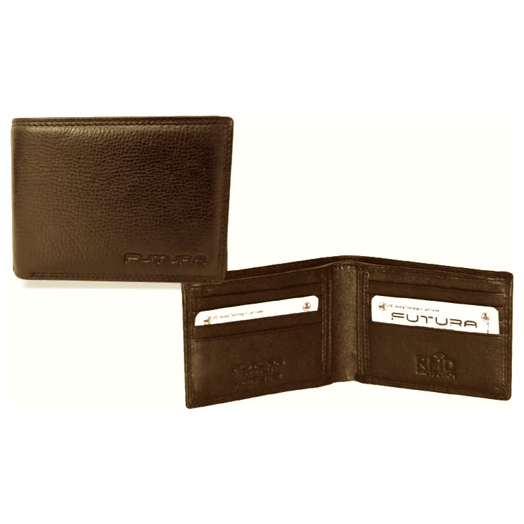 Futura Mens RFID Protected Slim Genuine Leather Wallet - Tan