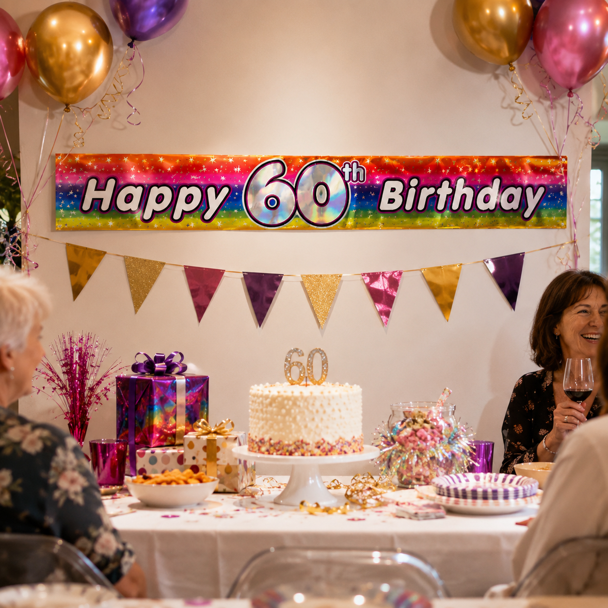 2.6m Happy 60th Birthday Party Banner