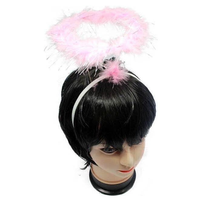 ANGEL HEADBAND Fairy Halo Hair Hoop Costume Dress Up Party - Pink