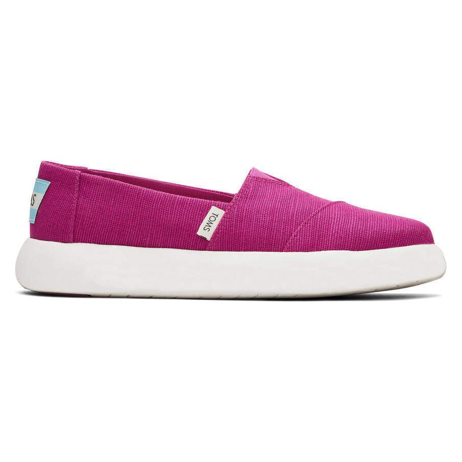 TOMS Womens Canvas Slip On Shoes Sneakers Flats Platform Espadrilles - Fuchsia Pink - US 9