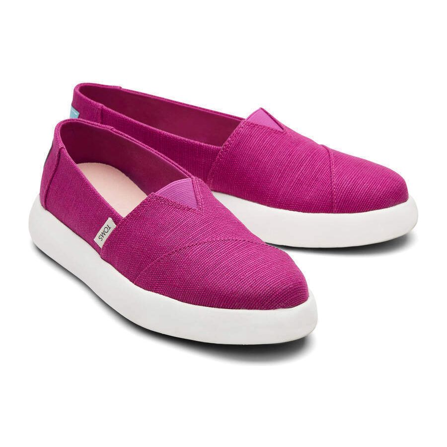 TOMS Womens Canvas Slip On Shoes Sneakers Flats Platform Espadrilles - Fuchsia Pink - US 9