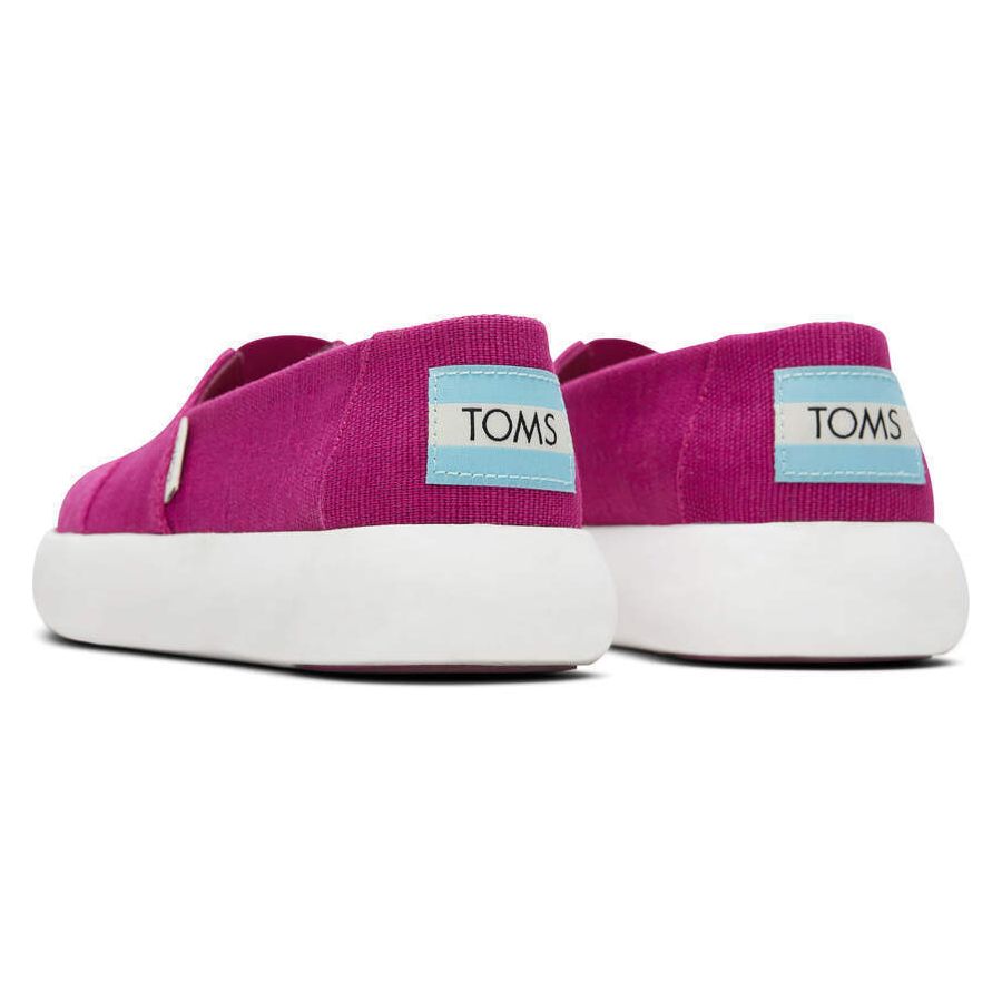 TOMS Womens Canvas Slip On Shoes Sneakers Flats Platform Espadrilles - Fuchsia Pink - US 9