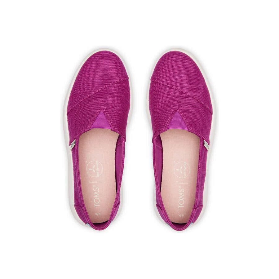 TOMS Womens Canvas Slip On Shoes Sneakers Flats Platform Espadrilles - Fuchsia Pink - US 9
