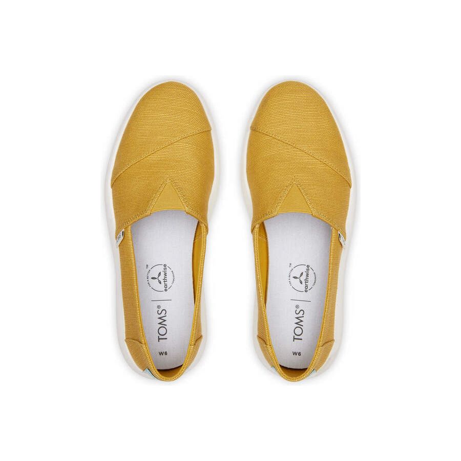 TOMS Womens Canvas Slip On Shoes Sneakers Flats Alpargata Espadrilles - Mustard - US 8