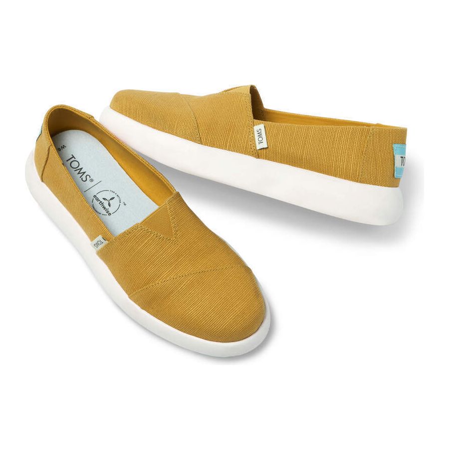 TOMS Womens Canvas Slip On Shoes Sneakers Flats Alpargata Espadrilles - Mustard - US 8