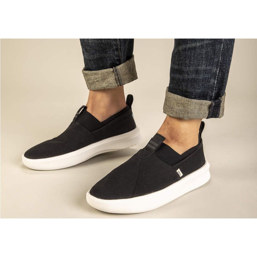 TOMS Mens Canvas Slip On Shoes Casual Sneakers Breathable Espadrilles - Black - US 11