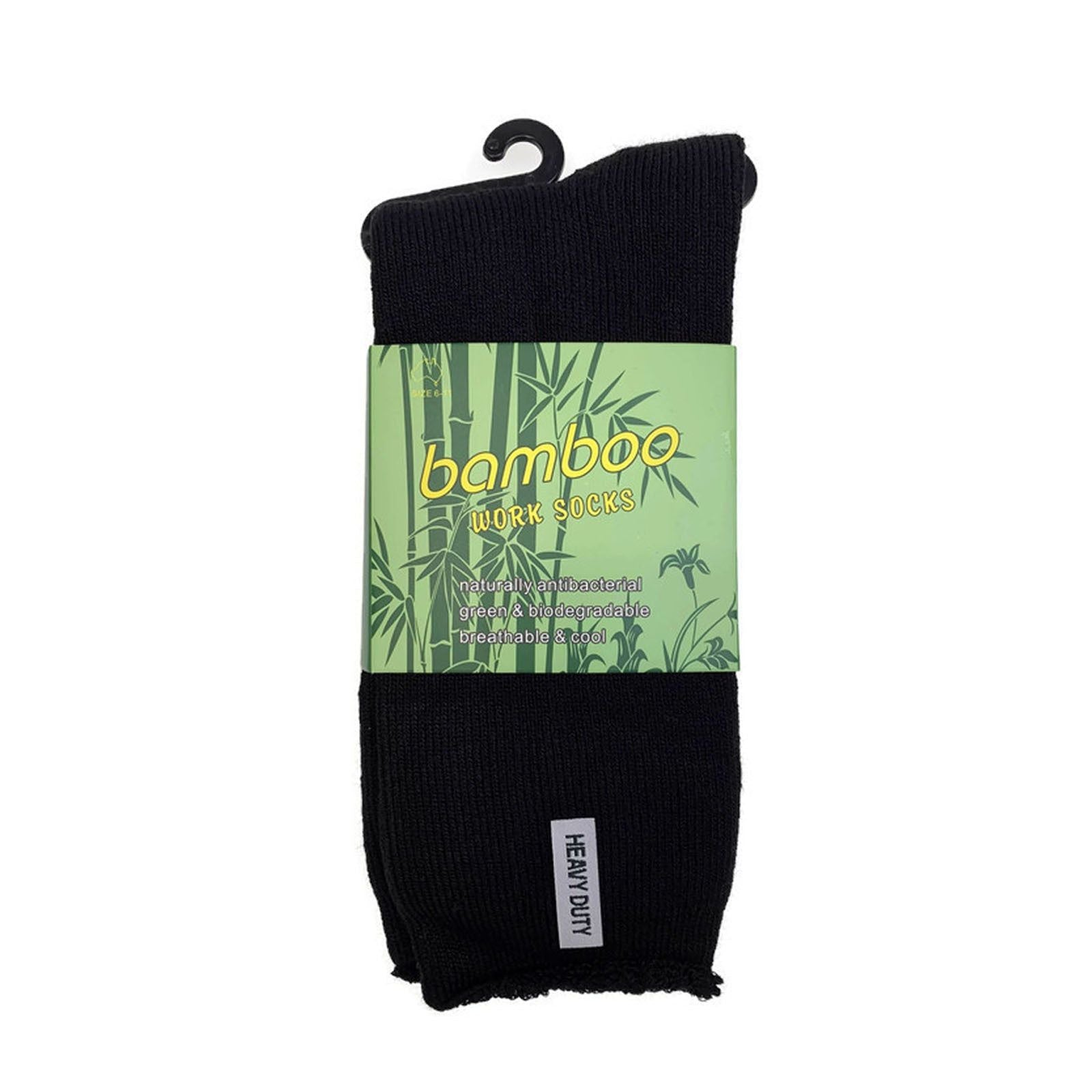 12 Pairs PREMIUM BAMBOO SOCKS Mens Heavy Duty Thick Work Socks Cushion BULK - Black - 11-14