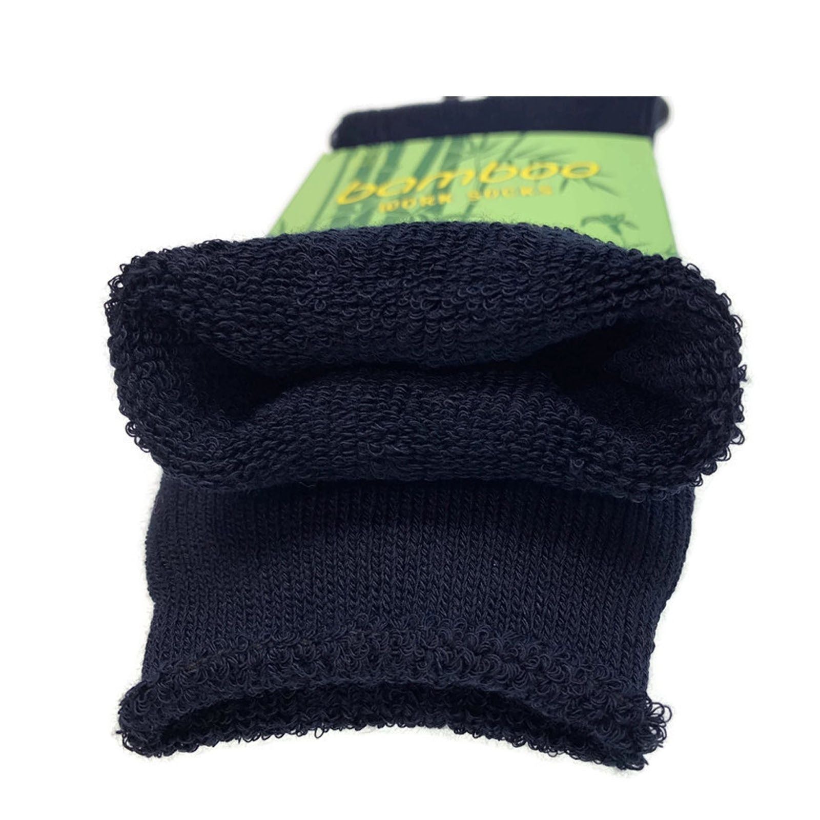 12 Pairs PREMIUM BAMBOO SOCKS Mens Heavy Duty Thick Work Socks Cushion BULK - Navy Blue - 6-11