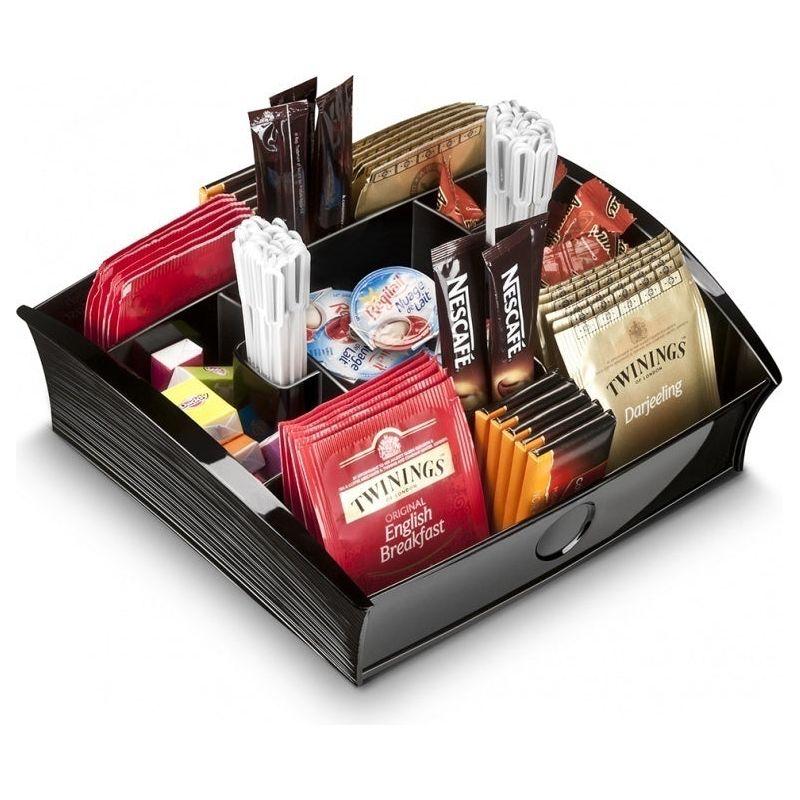 CEP Tea Coffee Storage Home Office Organizer Organiser Distributor Tray - Black