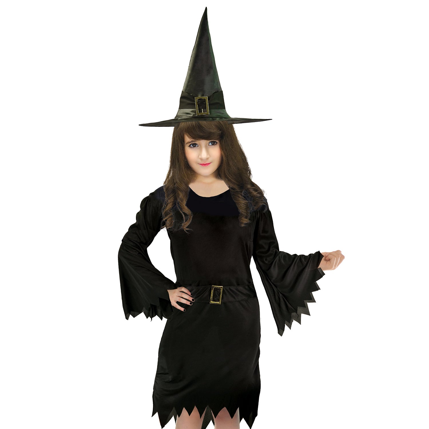 Children Classic Wicked Witch Costume Halloween Wicked Party Dress Up - Black