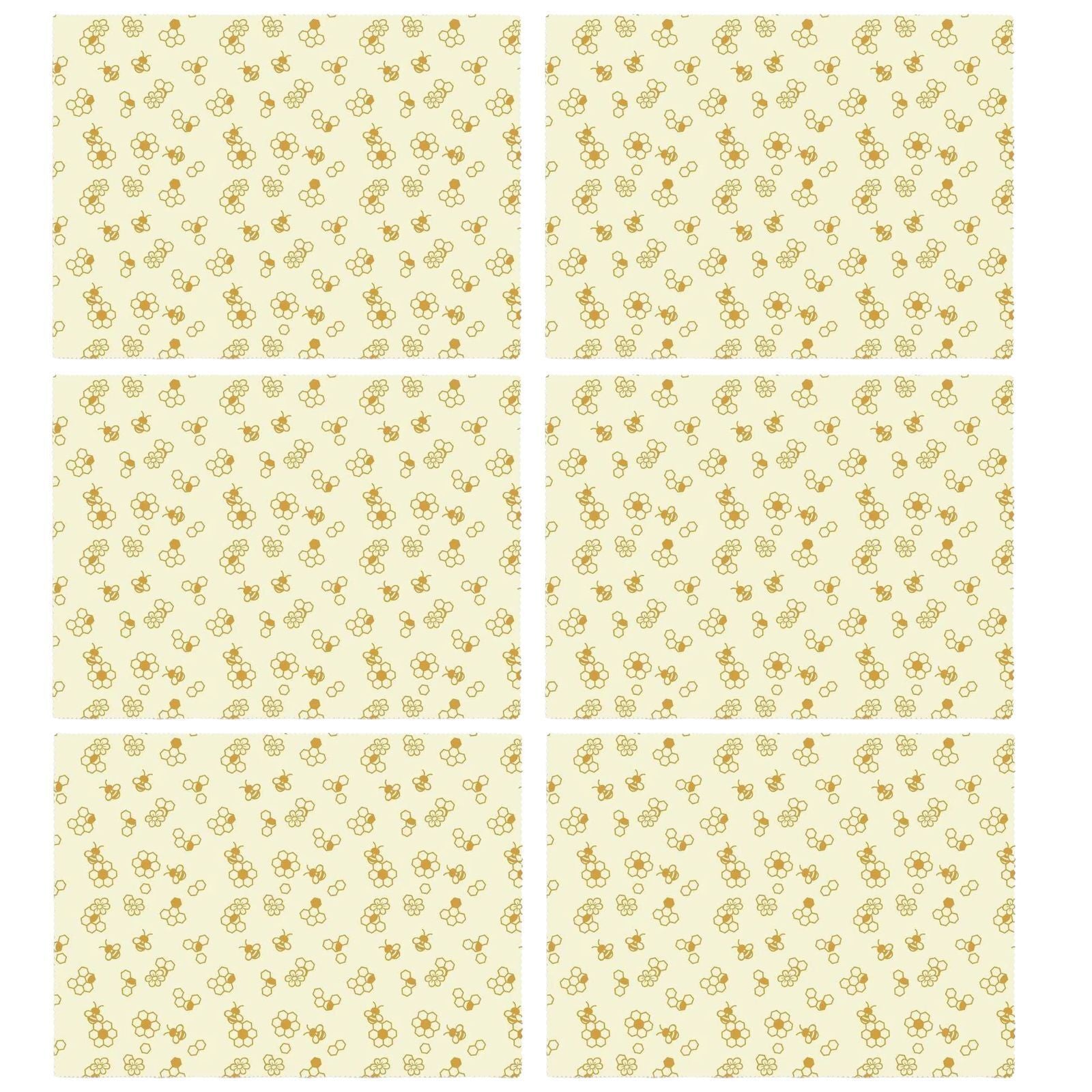 6x Karlstert Natural Beeswax Honeycomb Food Wrap in Honeybee Print 43 x 58.5cm