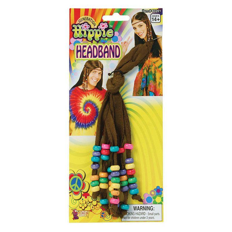 HIPPIE HEADBAND with Beads Hippy Love 60's Costume Dress Up Hairband