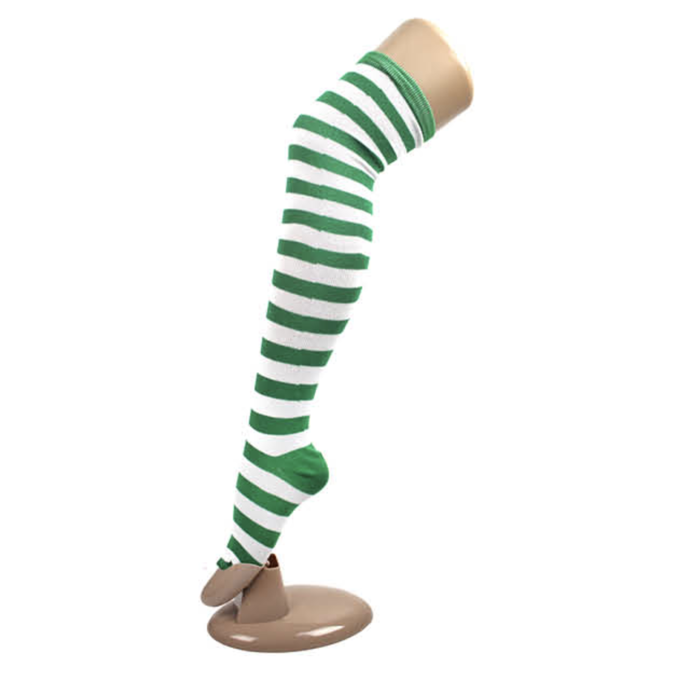 OVER THE KNEE SOCKS Plain Striped High Thigh Ladies Long Womens Stripey Stocking - Dark Green/White