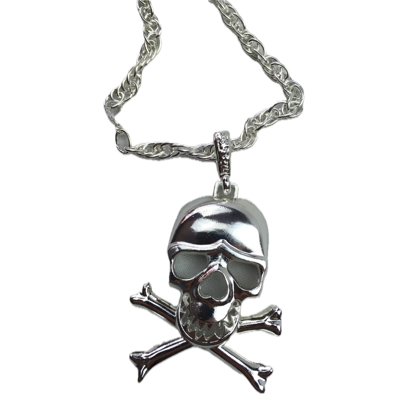 SKULL NECKLACE Pendant Silver Chain Punk Vintage Fashion Gothic Jewelry Retro