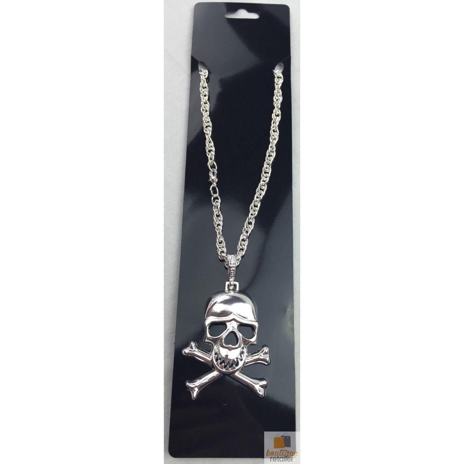 SKULL NECKLACE Pendant Silver Chain Punk Vintage Fashion Gothic Jewelry Retro