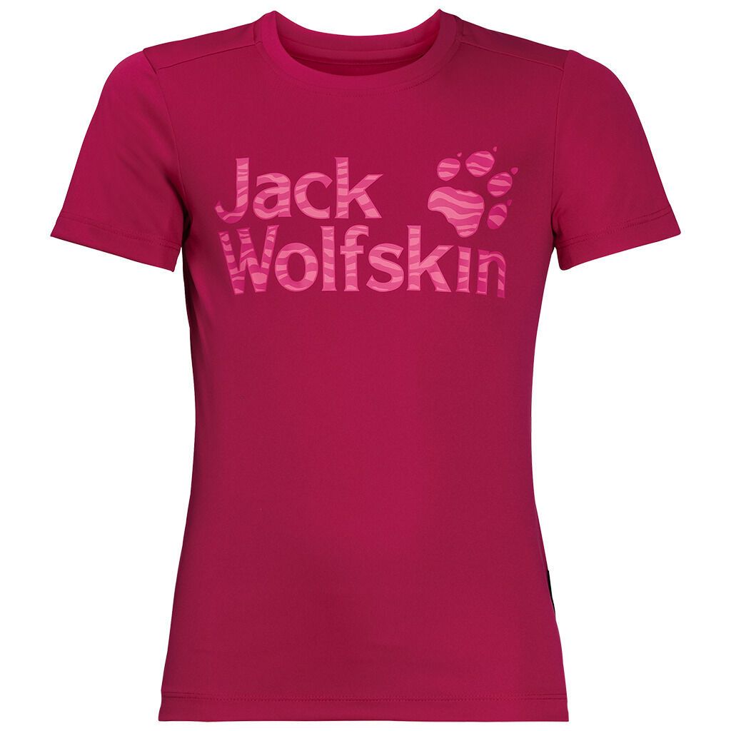 Jack Wolfskin Girls Jungle T Shirt Tee Top Sun UV Shield Shirt Childrens UPF 50+ - Azalea Red