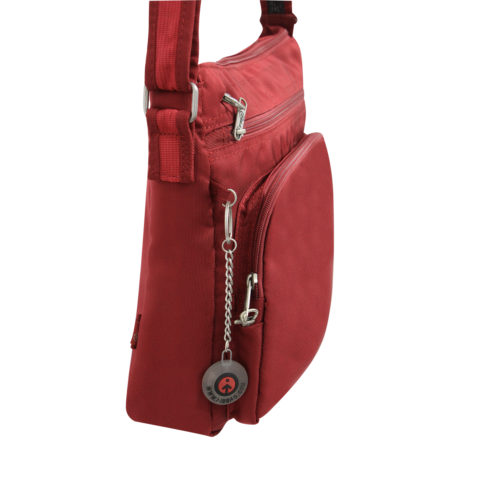 FIB Mens Crossbody Bag Satchel Adjustable Shoulder Strap Travel - Burgundy