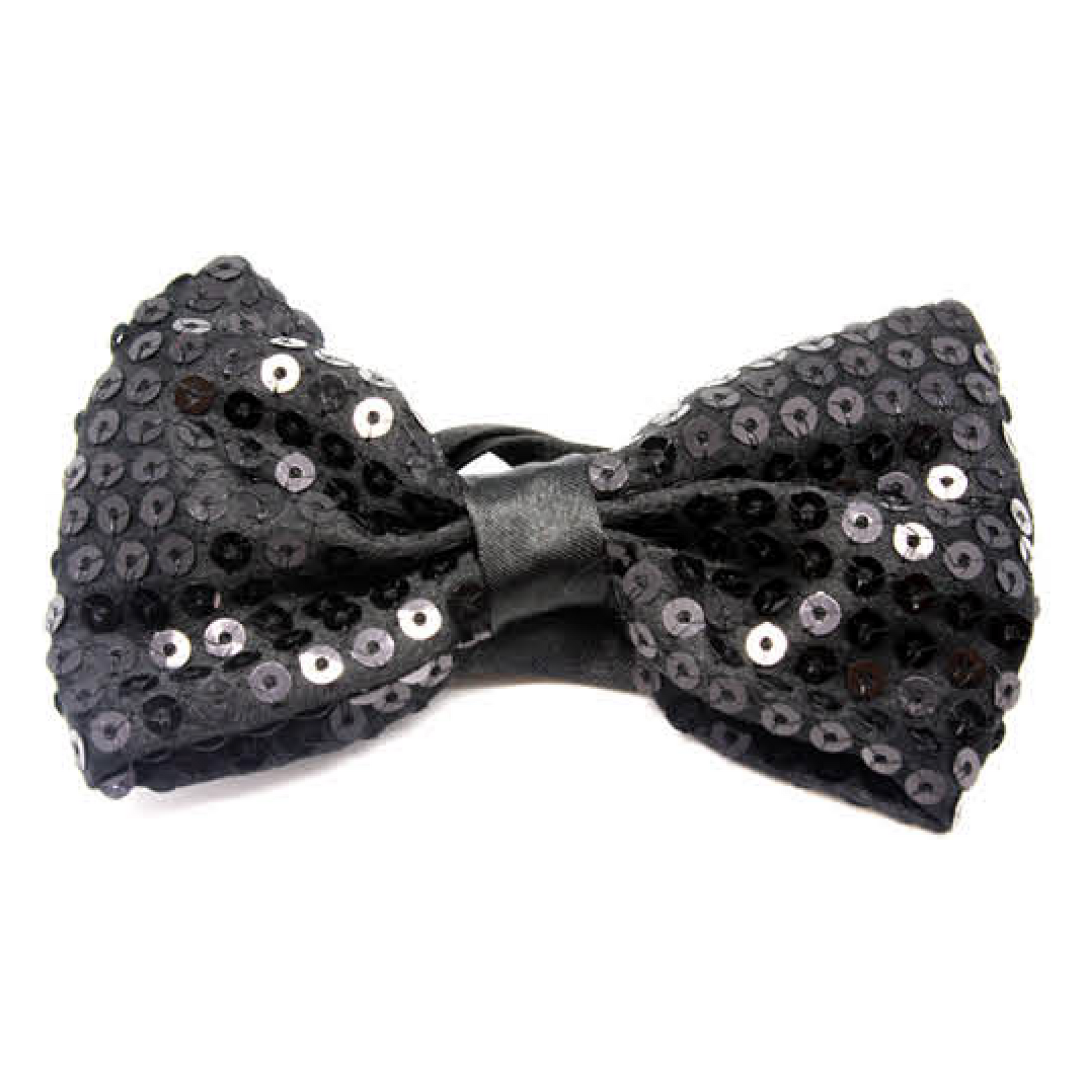 GLITTER SEQUIN BOW TIE Costume Fancy Dress Dance Fancy Shiny Party Bowtie - Black