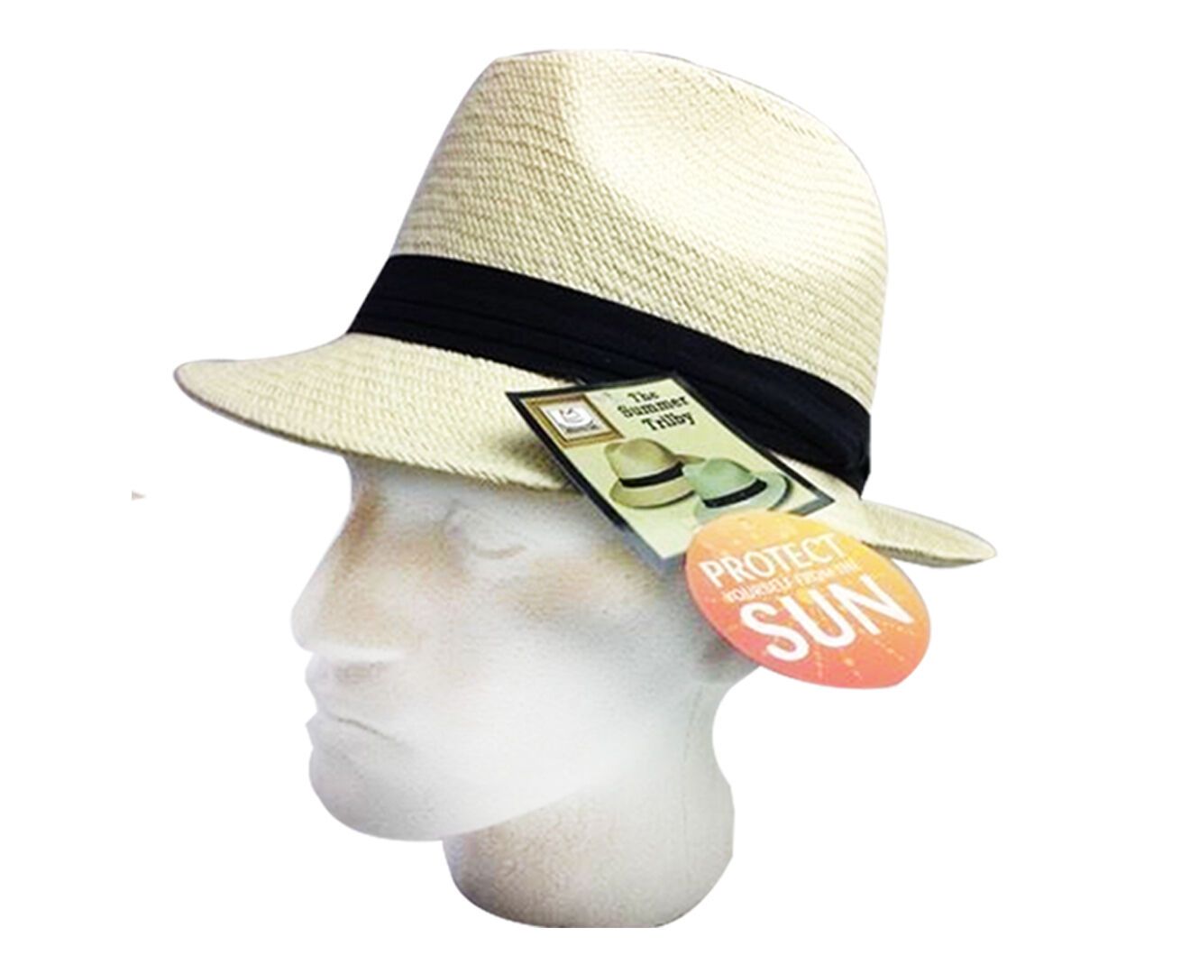 MELBOURNE HATS Fedora Ecuadorian Palm Straw Hat Handwoven Summer Panama Trilby - Natural