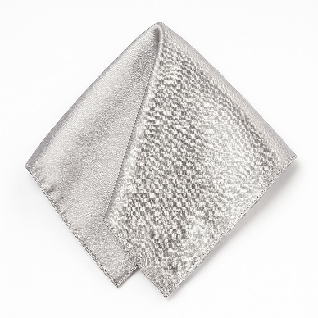 Mens POCKET SQUARE Party Silk Suit Handkerchief Kerchief Hanky Wedding - Silver