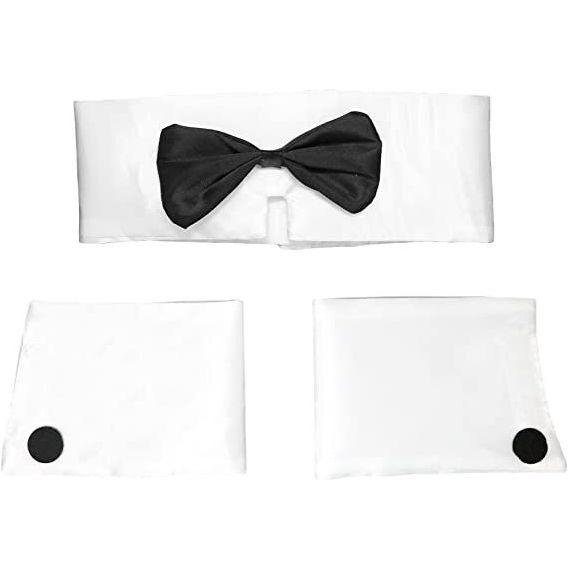 Male Stripper Set Costume Cuffs Collar & Bow Tie Waiter Fun Kit Fancy Dress