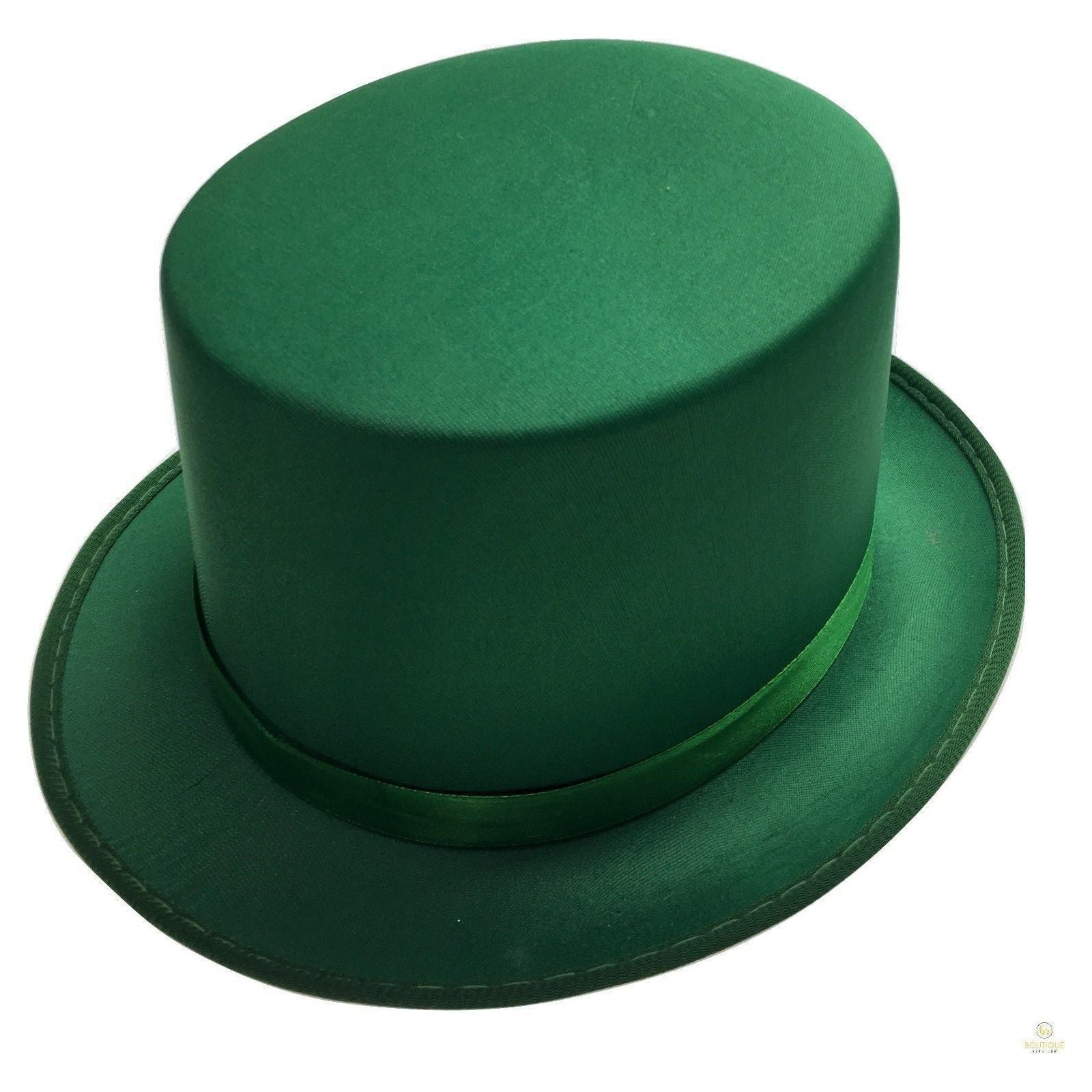 SATIN TOP HAT Costume Party Cap Fancy Dress Trilby Fedora One Size - Green