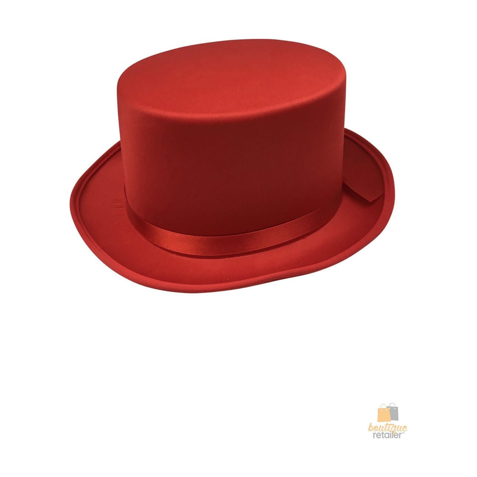 SATIN TOP HAT Costume Party Cap Fancy Dress Trilby Fedora One Size - Red