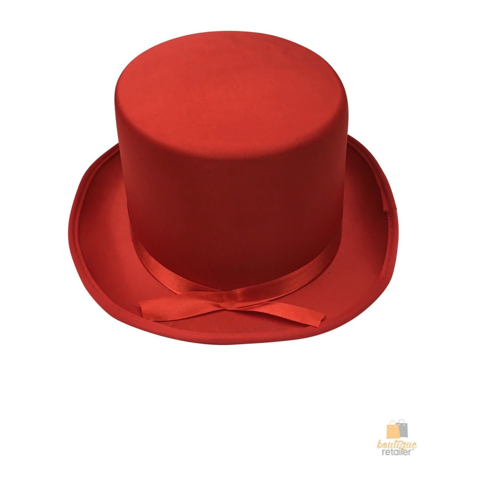 SATIN TOP HAT Costume Party Cap Fancy Dress Trilby Fedora One Size - Red