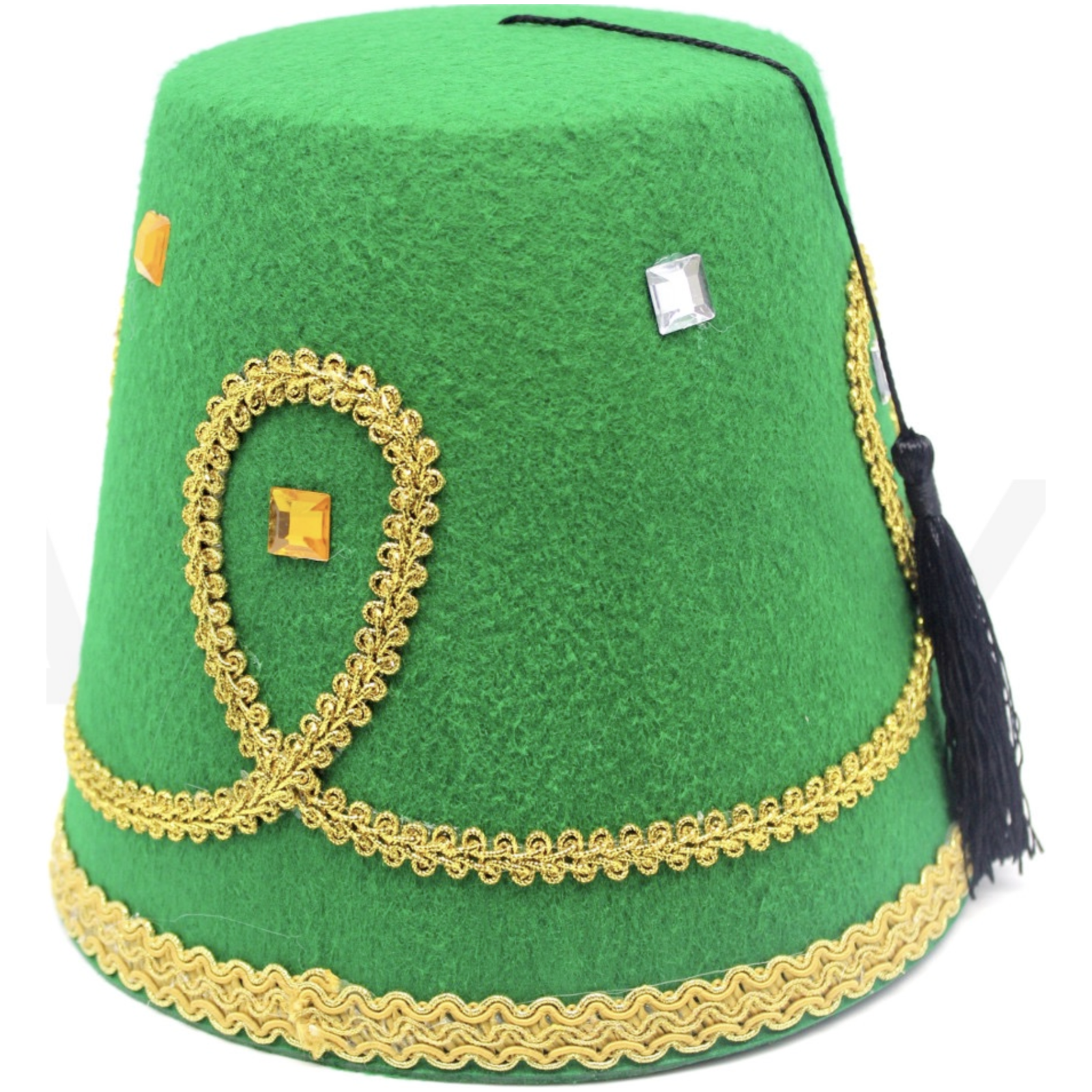 DELUXE TURKISH HAT Red Green Fez Tarboosh Dress Up Costume Party Moroccan - Green
