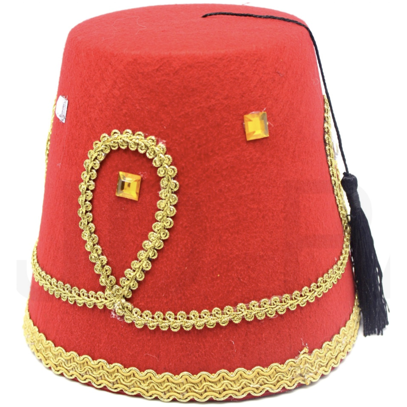 DELUXE TURKISH HAT Red Green Fez Tarboosh Dress Up Costume Party Moroccan - Red