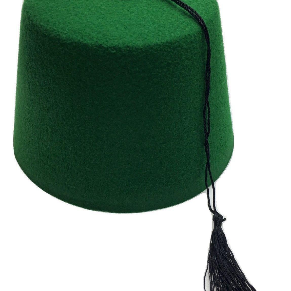 TURKISH HAT Red Green Fez Tarboosh Dress Up Costume Party Moroccan - Green